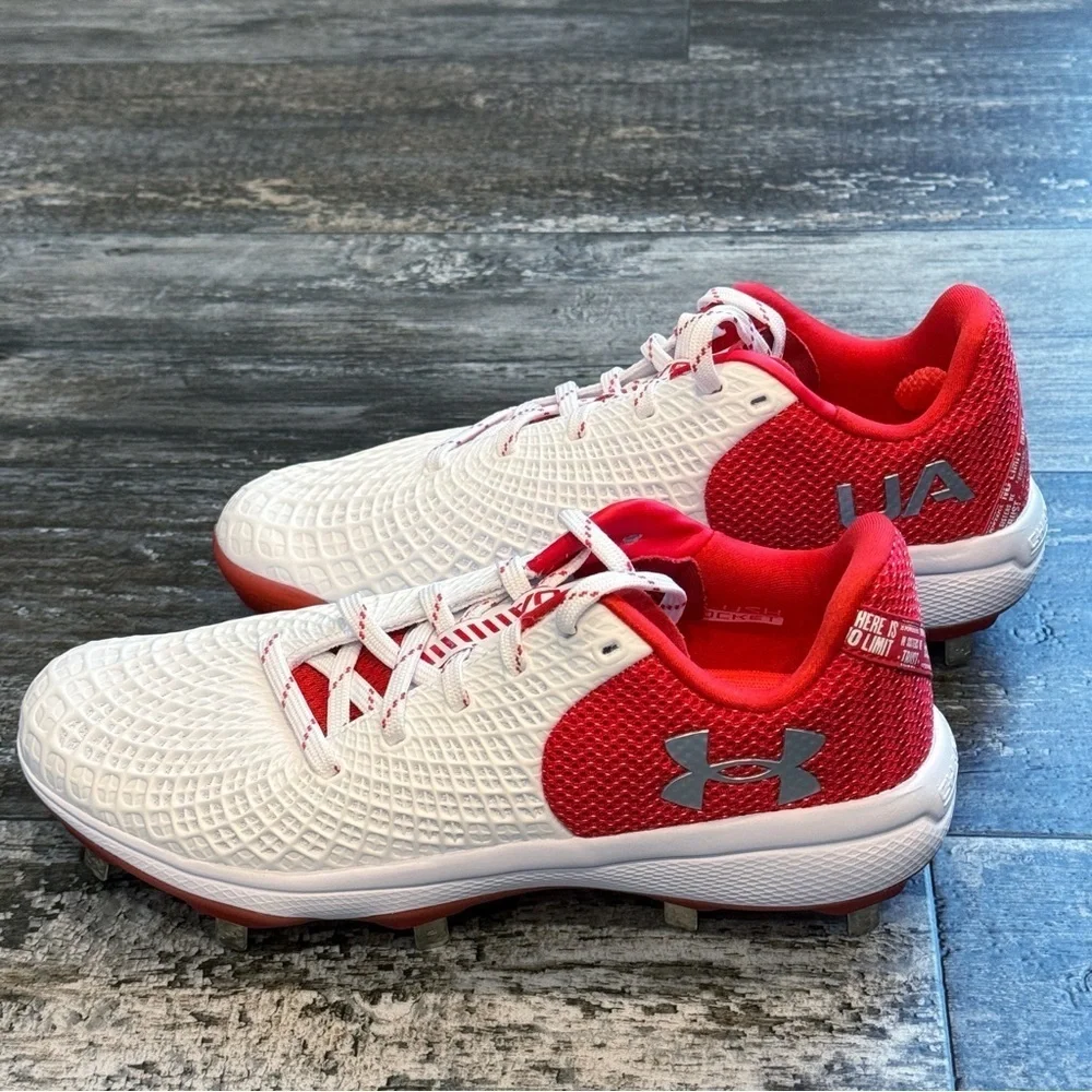 Under Armour UA Glyde 2 MT Metal Softball Cleats White Red Womens Size‎ 9 NEW